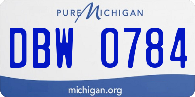 MI license plate DBW0784