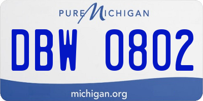 MI license plate DBW0802