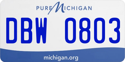 MI license plate DBW0803