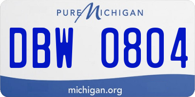 MI license plate DBW0804