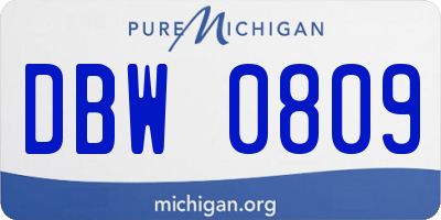 MI license plate DBW0809