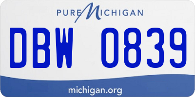 MI license plate DBW0839