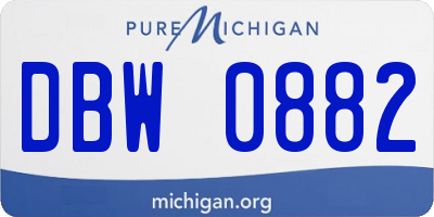 MI license plate DBW0882