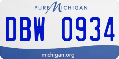 MI license plate DBW0934