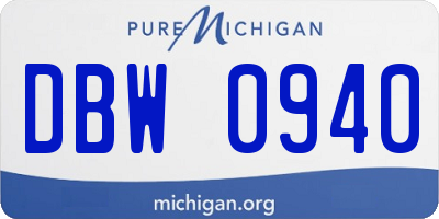 MI license plate DBW0940