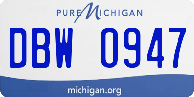 MI license plate DBW0947