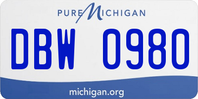 MI license plate DBW0980