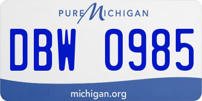 MI license plate DBW0985