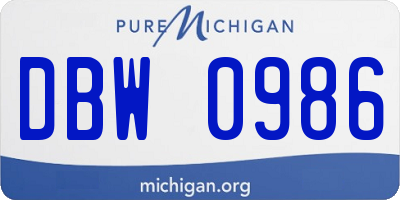 MI license plate DBW0986
