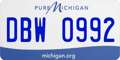 MI license plate DBW0992