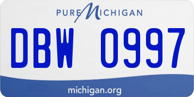 MI license plate DBW0997
