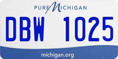 MI license plate DBW1025