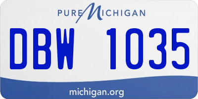 MI license plate DBW1035