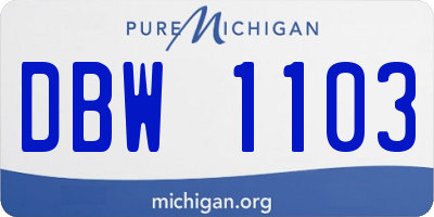 MI license plate DBW1103