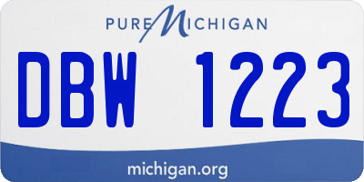 MI license plate DBW1223