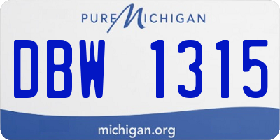 MI license plate DBW1315
