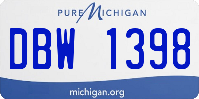 MI license plate DBW1398