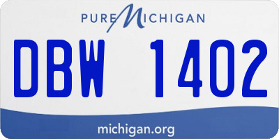 MI license plate DBW1402