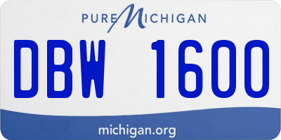 MI license plate DBW1600