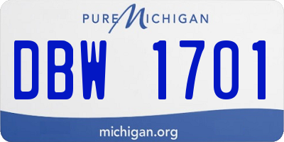 MI license plate DBW1701