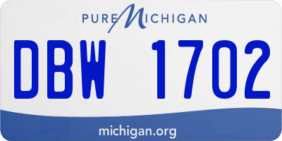 MI license plate DBW1702