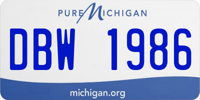 MI license plate DBW1986