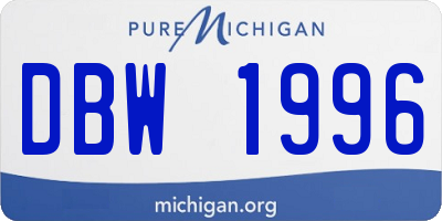 MI license plate DBW1996