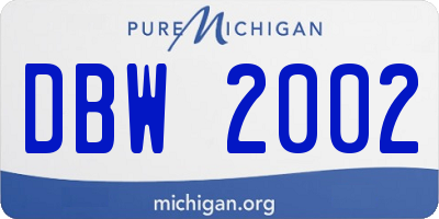 MI license plate DBW2002