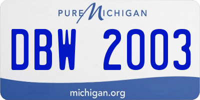 MI license plate DBW2003