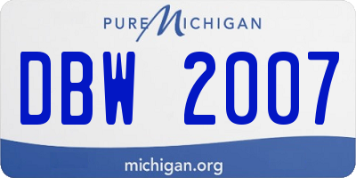 MI license plate DBW2007
