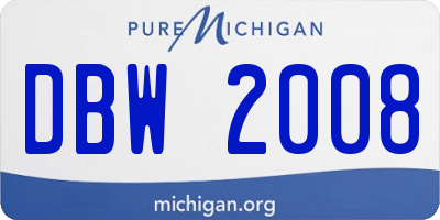 MI license plate DBW2008
