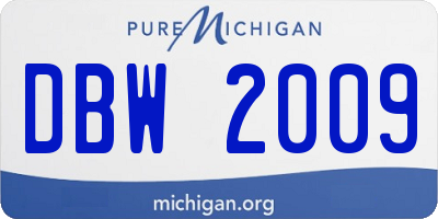 MI license plate DBW2009