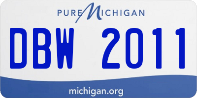 MI license plate DBW2011