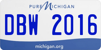 MI license plate DBW2016