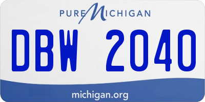 MI license plate DBW2040