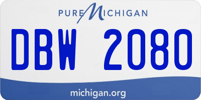 MI license plate DBW2080