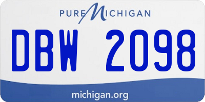 MI license plate DBW2098