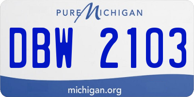 MI license plate DBW2103