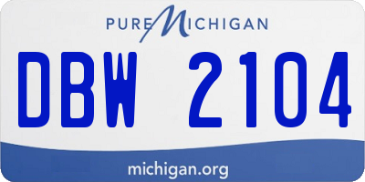 MI license plate DBW2104