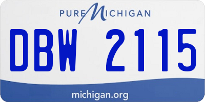 MI license plate DBW2115