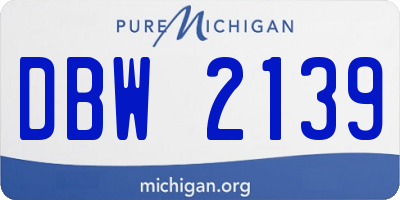 MI license plate DBW2139