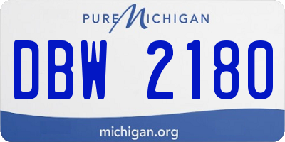 MI license plate DBW2180