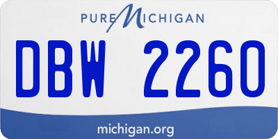 MI license plate DBW2260