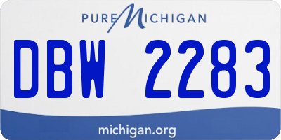 MI license plate DBW2283