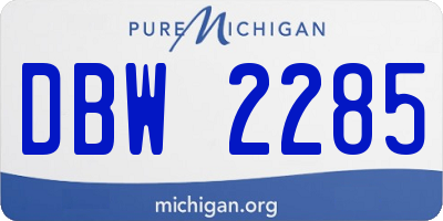 MI license plate DBW2285