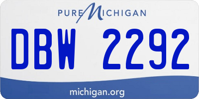 MI license plate DBW2292