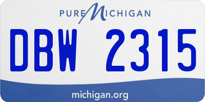 MI license plate DBW2315