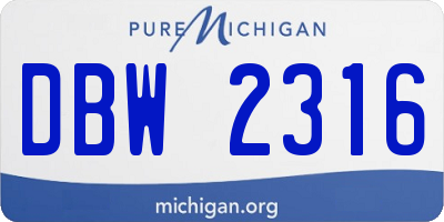 MI license plate DBW2316