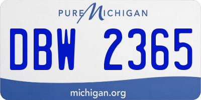 MI license plate DBW2365
