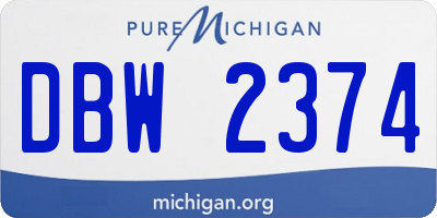 MI license plate DBW2374
